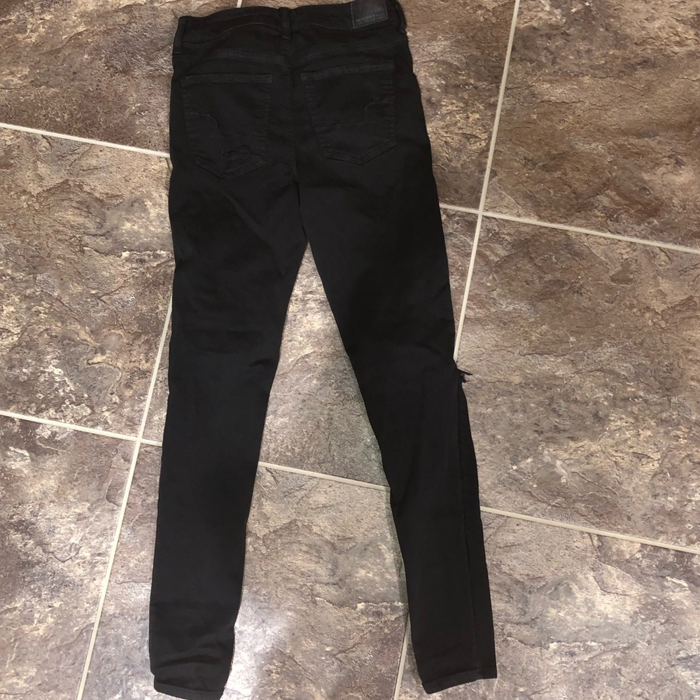 American Eagle Distressed, Button Up Black Jeans - image 2